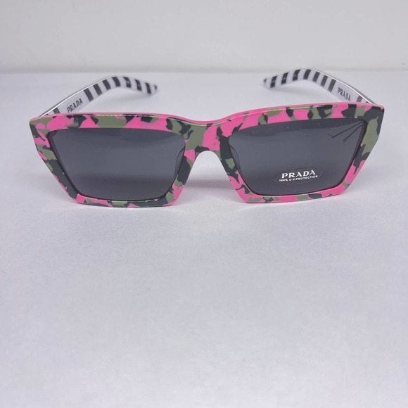 Prada Pink Camo Geo 57mm Rectangle Sunglasses NWOT - Picture 5 of 10